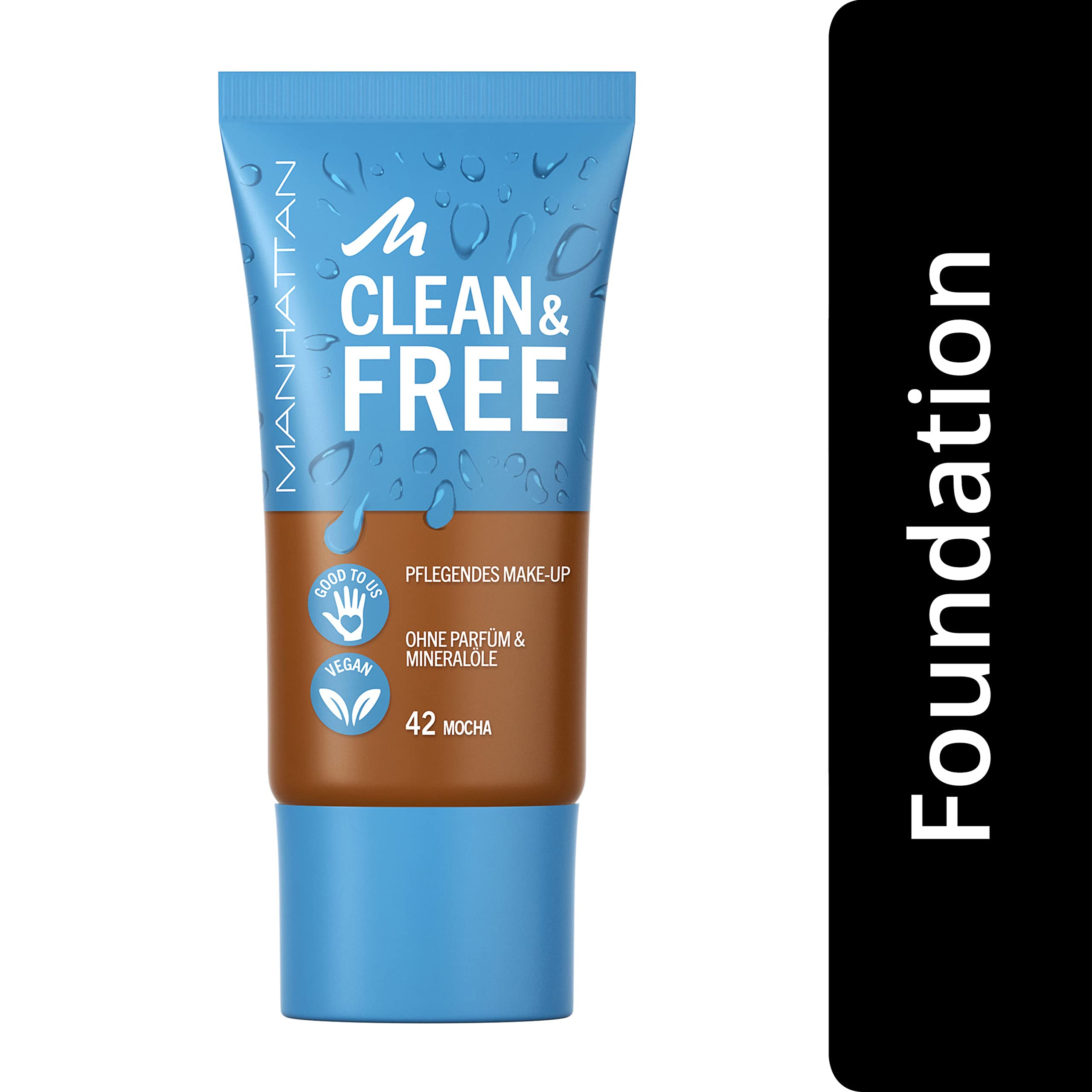 Manhattan Clean & Free Skin Tint Fb. 42 Mocha - Maquillaje hidratante, vegano, 30 ml