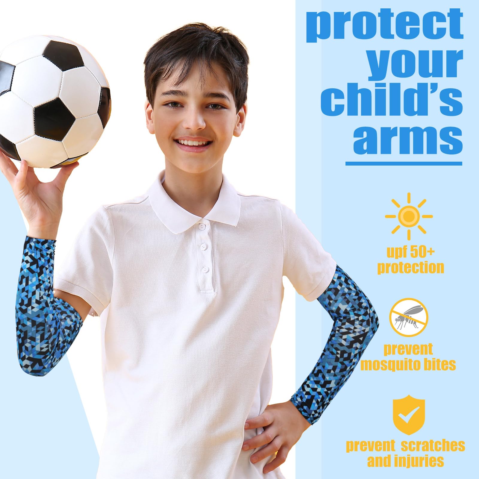 Xuhal 10 pares de mangas de compresión para niños, fútbol, béisbol, deportes, protección solar UV