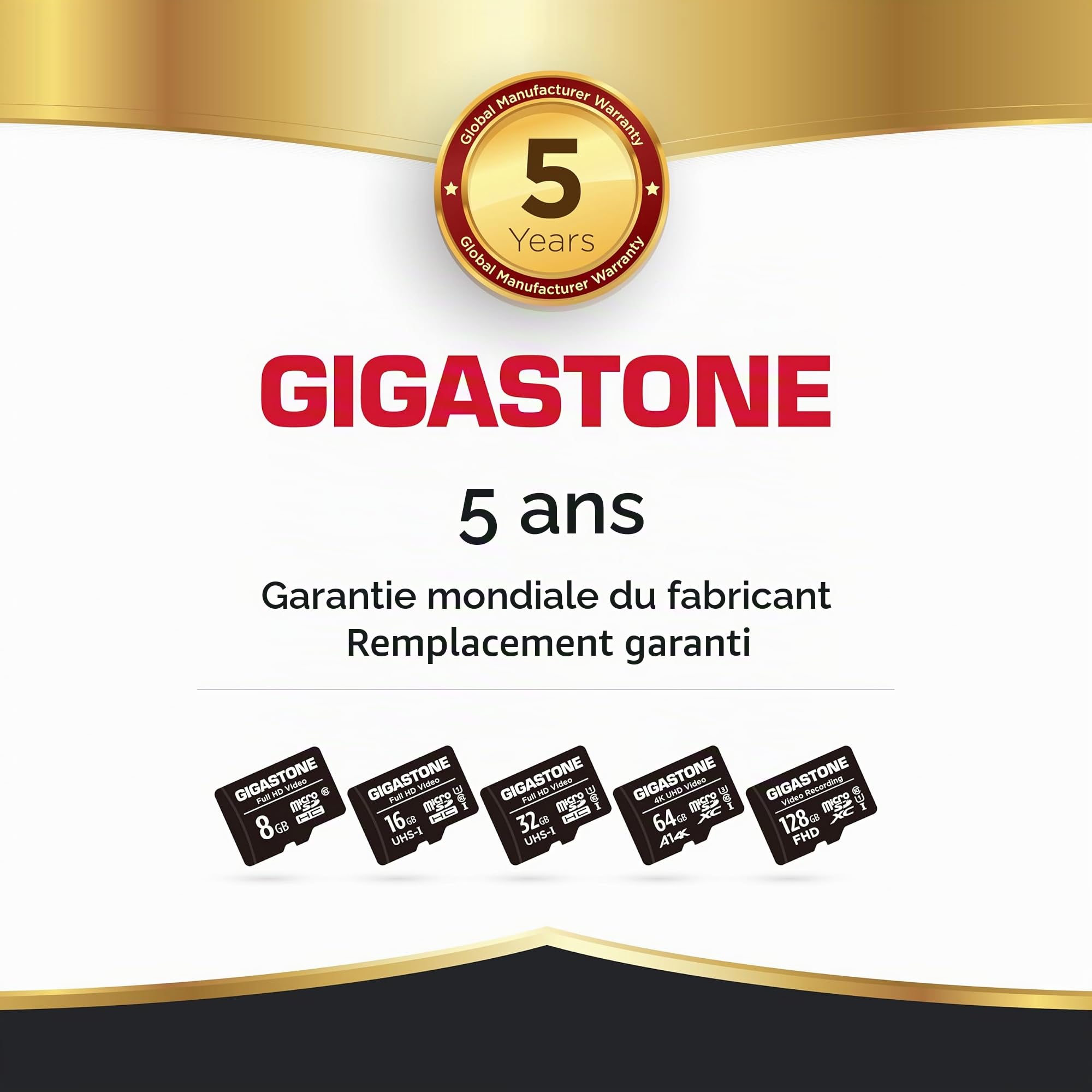 GIGASTONE Carte Mémoire 8 Go Lot de 2 Cartes, Compatible avec Android Gopro Caméra Samsung, Haute Vitesse idéal pour Portable Full HD Vidéo, U1 C10 Carte Micro SDHC avec Mini étui et Adaptateur SD.