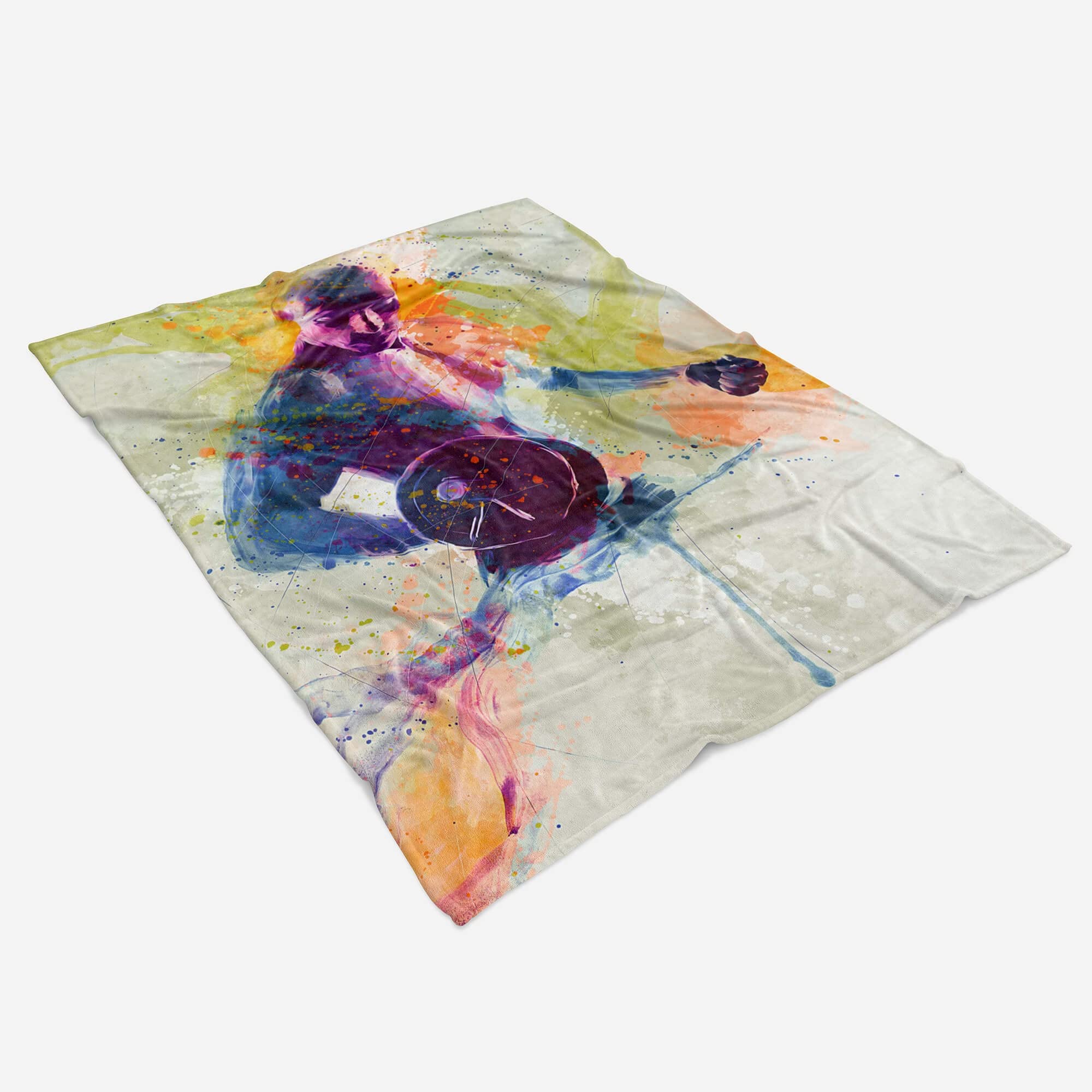 SplashArt Sport Handtuch Strandhandtuch Saunatuch Kuscheldecke Kunstvoll Bodybuilder SPOR Größe 180 x 130 cm (Tagesdecke - Sherpa Flies)