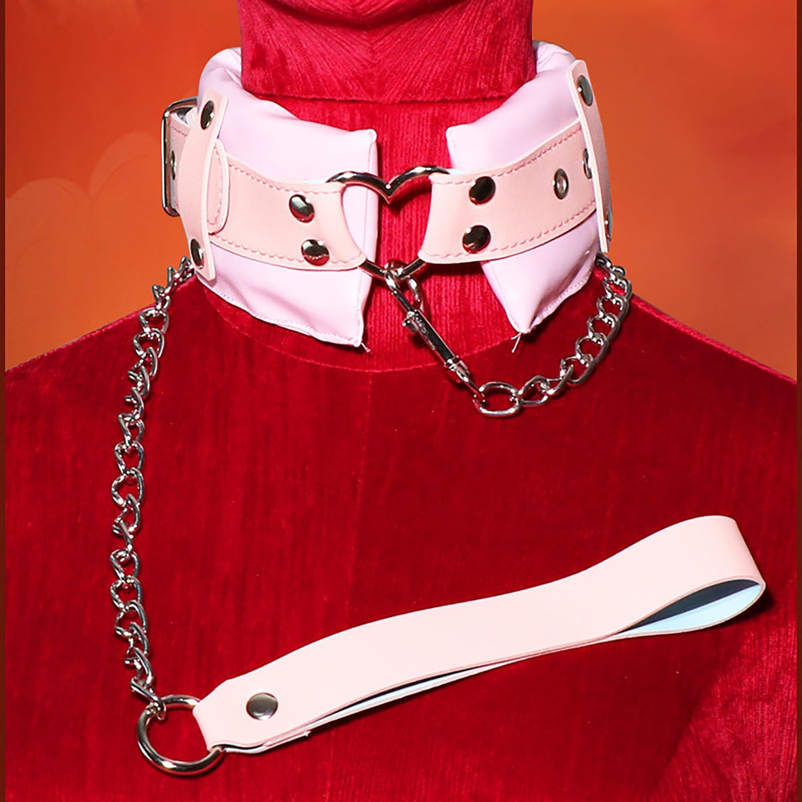 Collier Sexuel Avec Laisse Collier Ajustable En Cuir PU Avec Anneau En Forme De Cœur Accessoires Bondage Jouets Sexuels Pour Couples