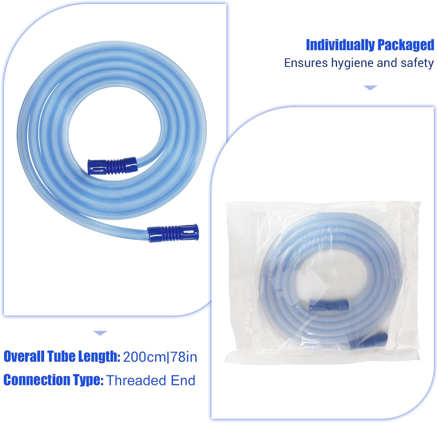 10 Pack Extended Suction Connection Tube – Flexible & Portable Hoses 80in Extra Long, Fits Various Devices Extension Hose 9mm (0.354 inches) standard interface