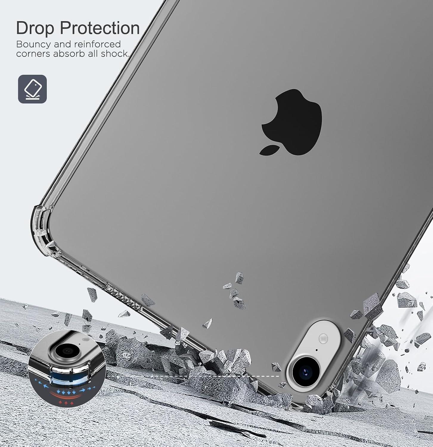 MoKo Clear Case for iPad mini (A17 Pro) 7th/6th Gen 2024/2021, Black image 5