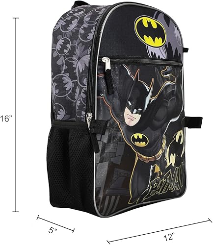 Miniatura 6 de BIOWORLD Juego de mochila Batman de 5 piezas para hombre (niño pequeñoniño grande), gris, talla única