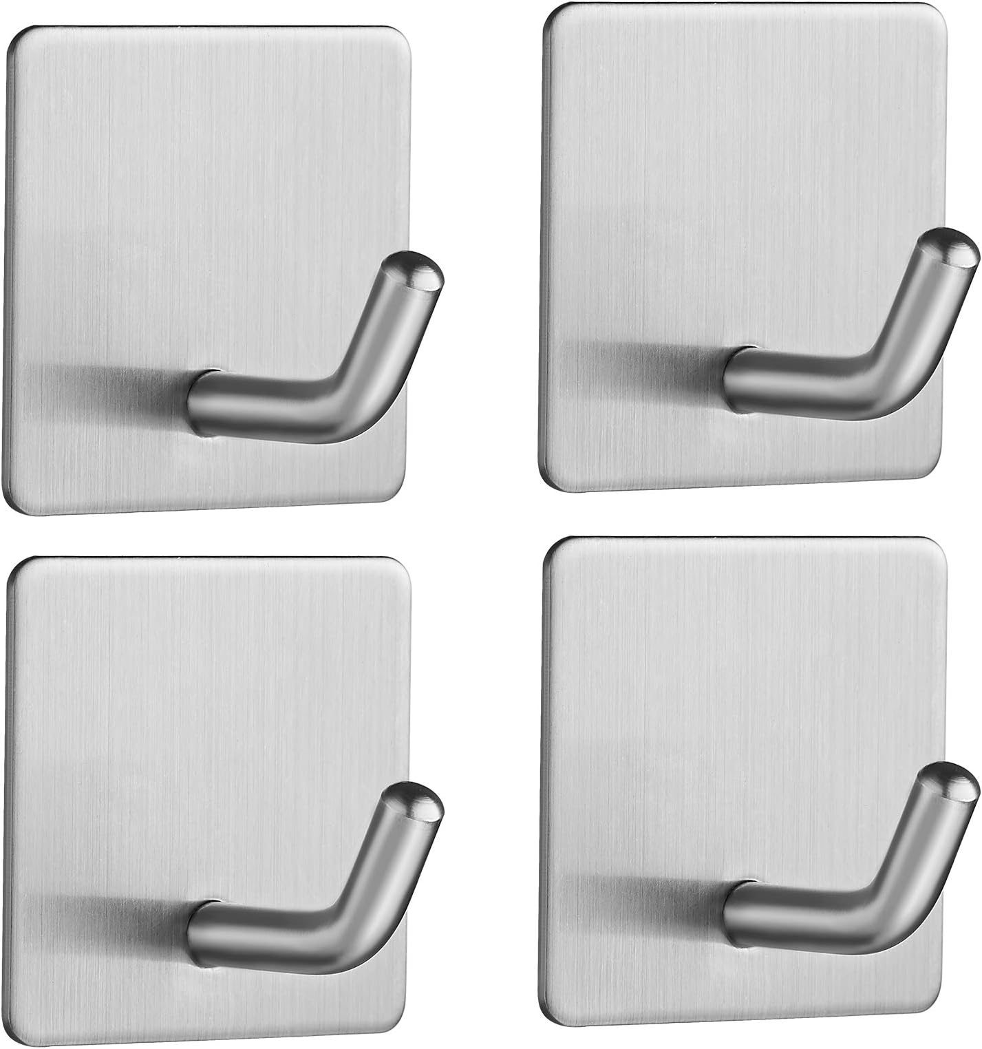 Self Adhesive Hooks, Stick on Hooks Holder for Tea Towel Robe Coat Kitchen Bathrooms,Stainless Steel Sticky Wall Hooks,Waterproof and Rustproof 4PCS……