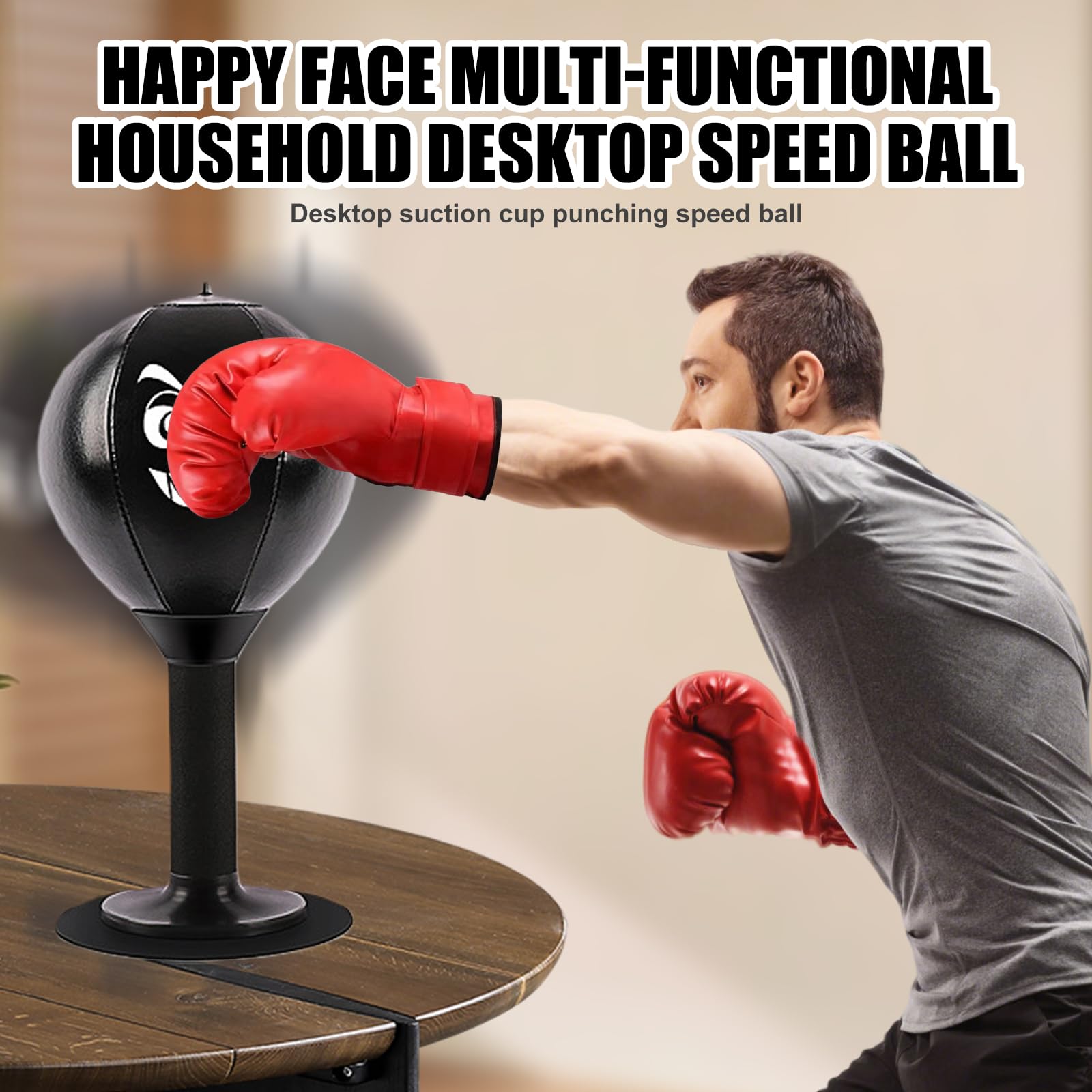 Punching ball tavolo con guanti, borsa da punching per adulti, mini sacco da boxe Punching ball con ventose forti, pompa ad aria, scatola per casa e scrivania, per alleviare lo stress