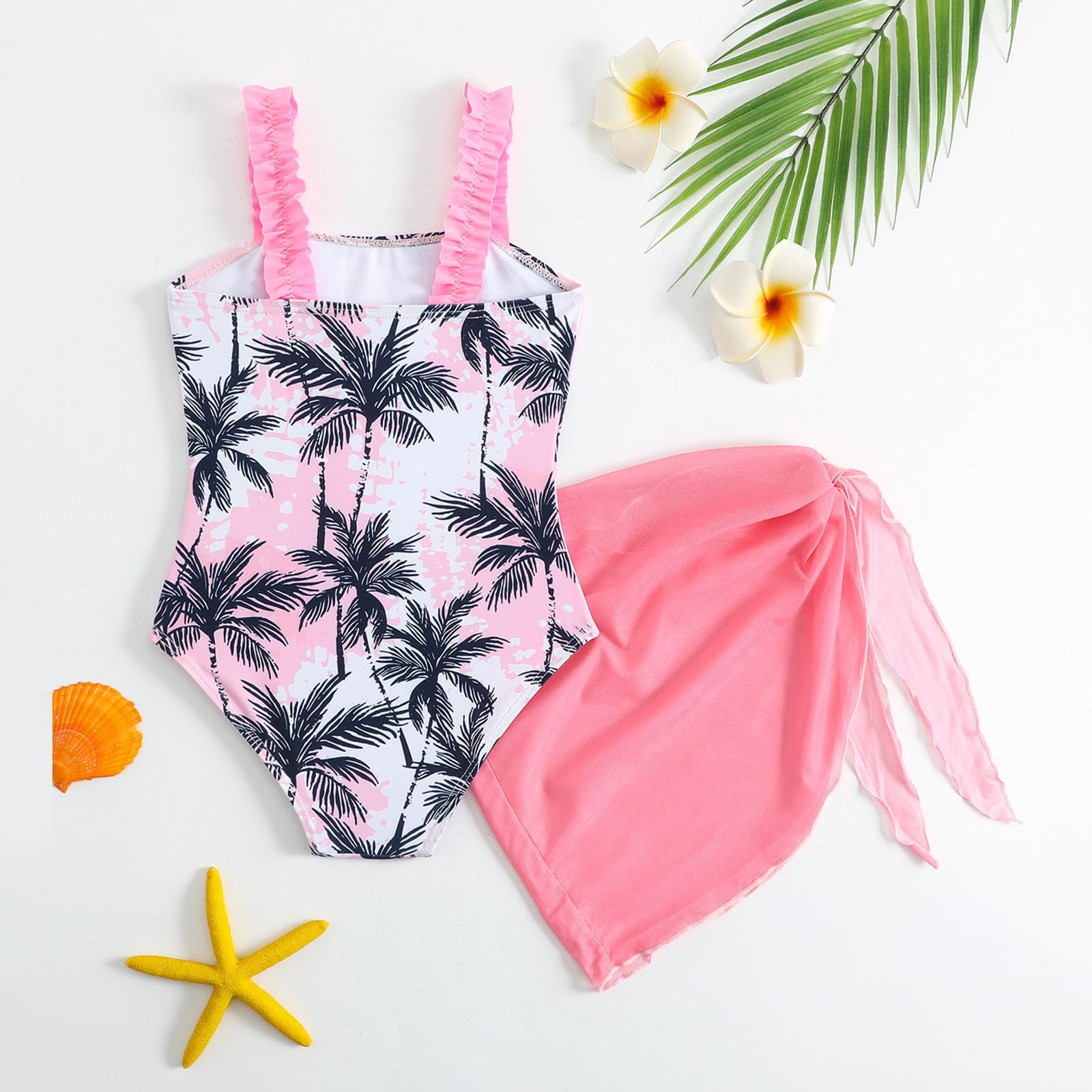 Traje Baño Dos Piezas Solar UPF50 Niñas Pareo Juego Playa Piscina