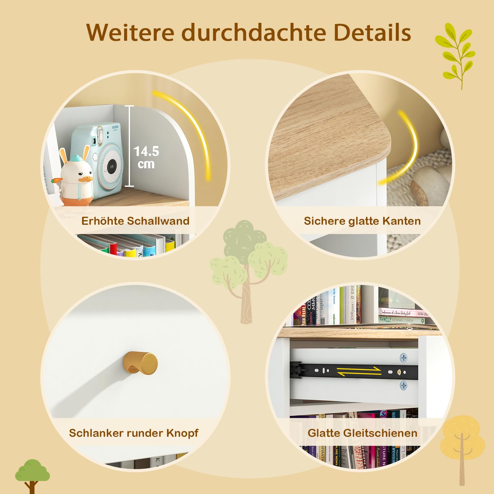 DREAMADE Schreibtisch Kinder aus Holz, Jugendschreibtisch mit Schublade & offener Ablagefächer & Regal, Schülerschreibtisch Kinderschreibtisch für Kinder ab 3 Jahren (Weiß+Natur)