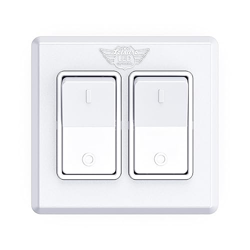 Miniatura 6 de Leisure LED Moderno interruptor de encendido y apagado doble SPST con bisel, 12 voltios, para RV, remolque, cámper, con etiqueta adhesiva (blanco)