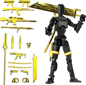 Assembled T13 3D Printed Action Figure, Dummy 13 Robots 13 Movable N13 Action Figure, Lucky 13 Collectible Gift Desktop Decoration Toy for Game Lovers Metallic Blue