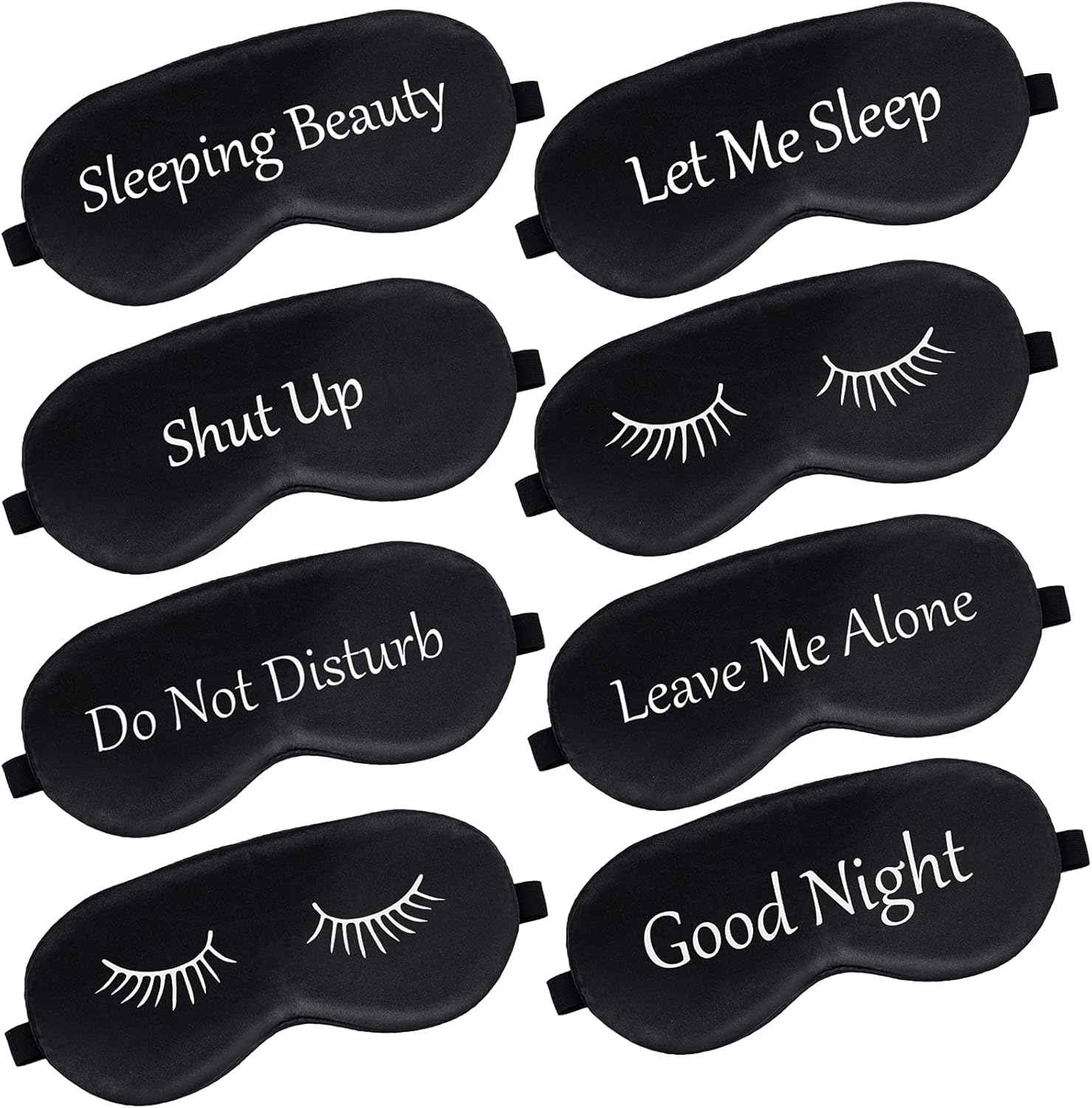 8 Pieces Sleep Mask Silk Eye Mask with Adjustable Strap