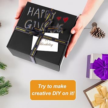 GUOKOFF 10 PCS Gift Boxes, 20.3 x 20.3 x 10.2cm Cardboard Gift Box with Lid | Shipping Boxes, Cardboard Mailing Box, Black Gift Box, Fold Gift Boxes for Christmas, Parties, Birthday