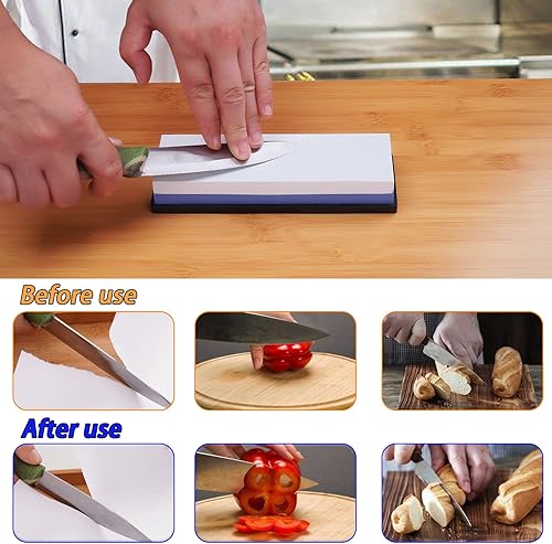 Miniatura 6 de Whetstone - Juego de afilador de piedra de agua de alta calidad, grano 1000/3000, afilador de cuchillos perfeccional, juegos de piedra húmeda para