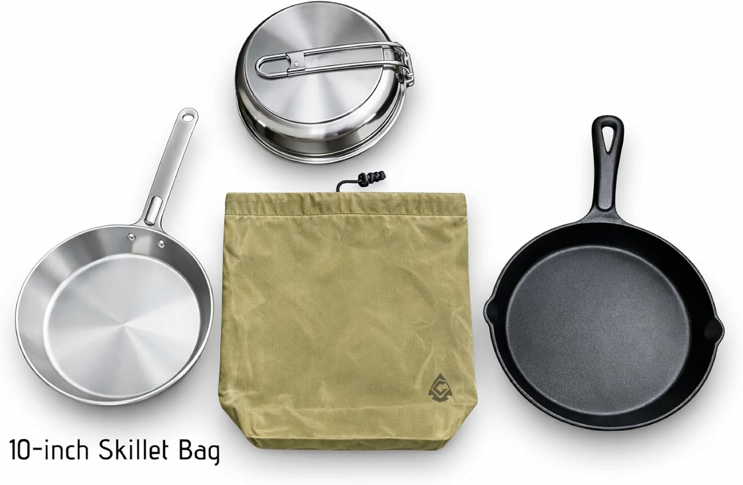 Camp Skillet Bag, Handmade Waxed Canvas Storage Bag for Steel and cast Iron cookware, Camping Gear, bushcraft Gear, Survival Gear