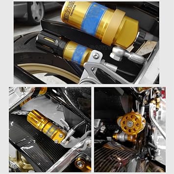 WOOGA Preload Grip Suspension with Rear Shock Absorber Preload Adjustment Knob Aluminum Cover Cap Compatible with Ohlins S36 S46 TTX36 STX46 (Gold)