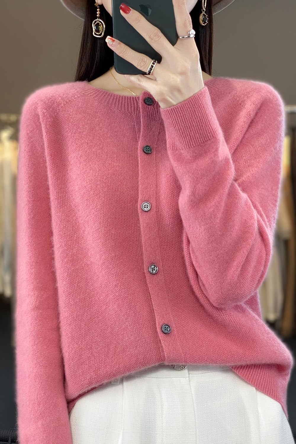 100% Merino Wool Sweaters Women's Fall Winter Warm Soft Knitted Crew Neck Cardigan Turtleneck Long Sleeves - Image 2