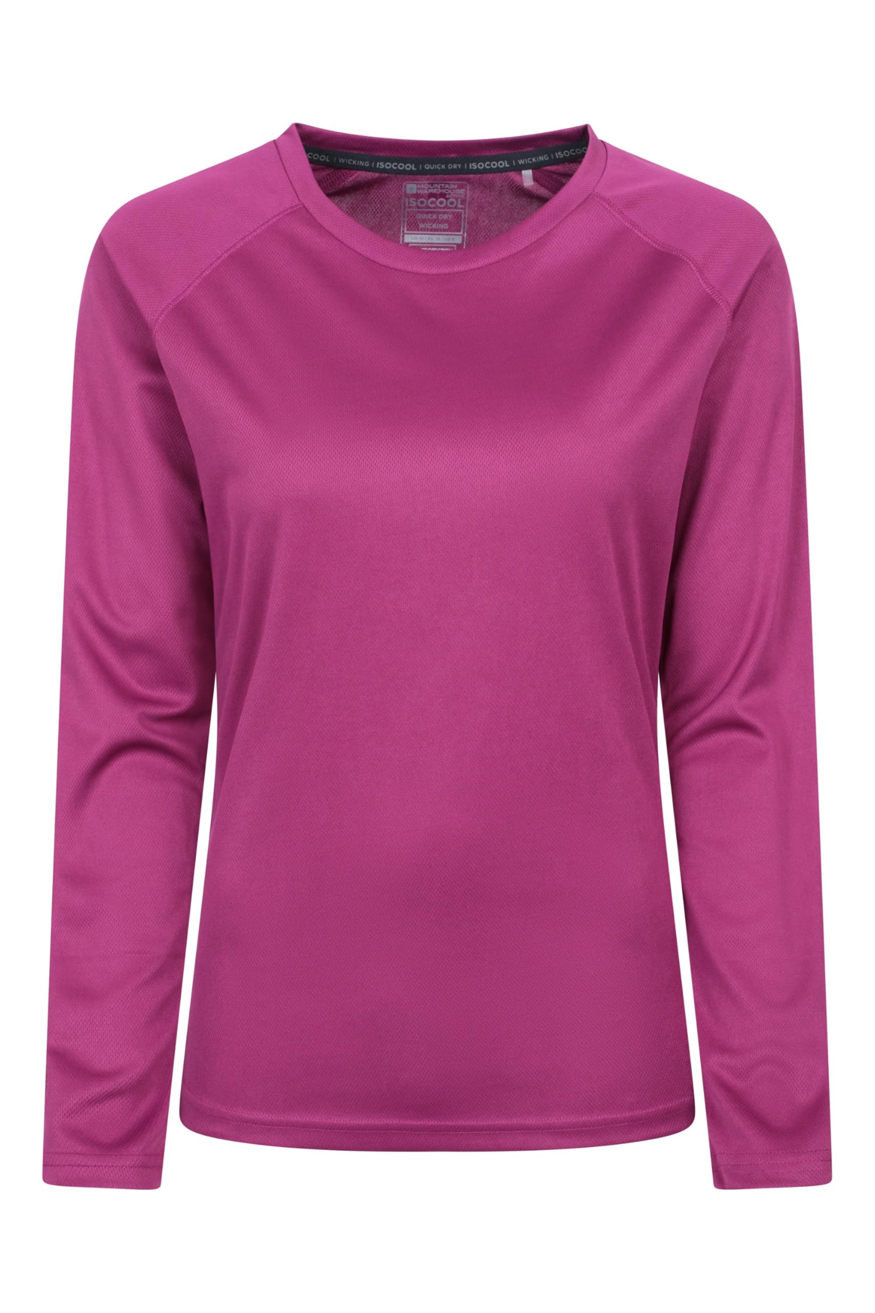 Mountain Warehouse Endurance Womens Top - Lightweight Ladies Top, Long Sleeve Tee, Quick Drying Tshirt, UV Protection Tee Shirt - for Spring Summer Travel Purple Women's Size 18