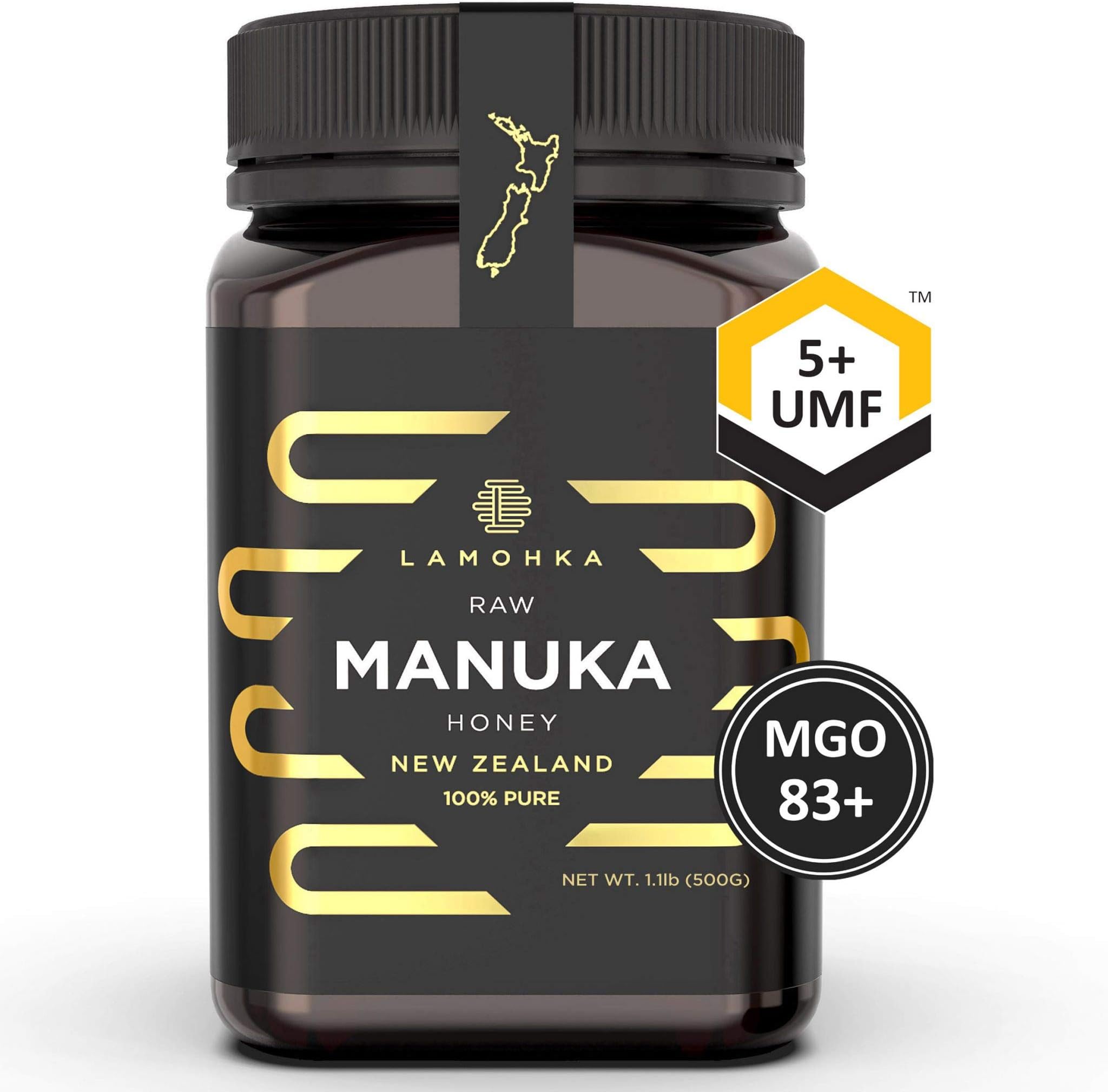 Lamohka Raw Manuka Honey from New Zealand, UMF 5 Certified 17.6oz, for Skin, Food - Natural, Unpasteurized Honey from Nectar of Manuka Tree Flower - Multi-functional, Traceable New Zealand Honey