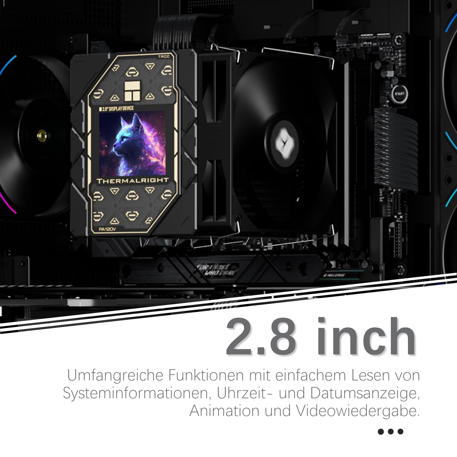 TR-Thermalright Peerless Assassin 120 Vision Black CPU, Dual-Tower z 6 rurami cieplnymi i wyświetlaczem IPS 2,8", 2 x wentylator PWM, kompatybilny z AMD AM5/AM4 i Intel LGA1851/1700/1150/1151/1200