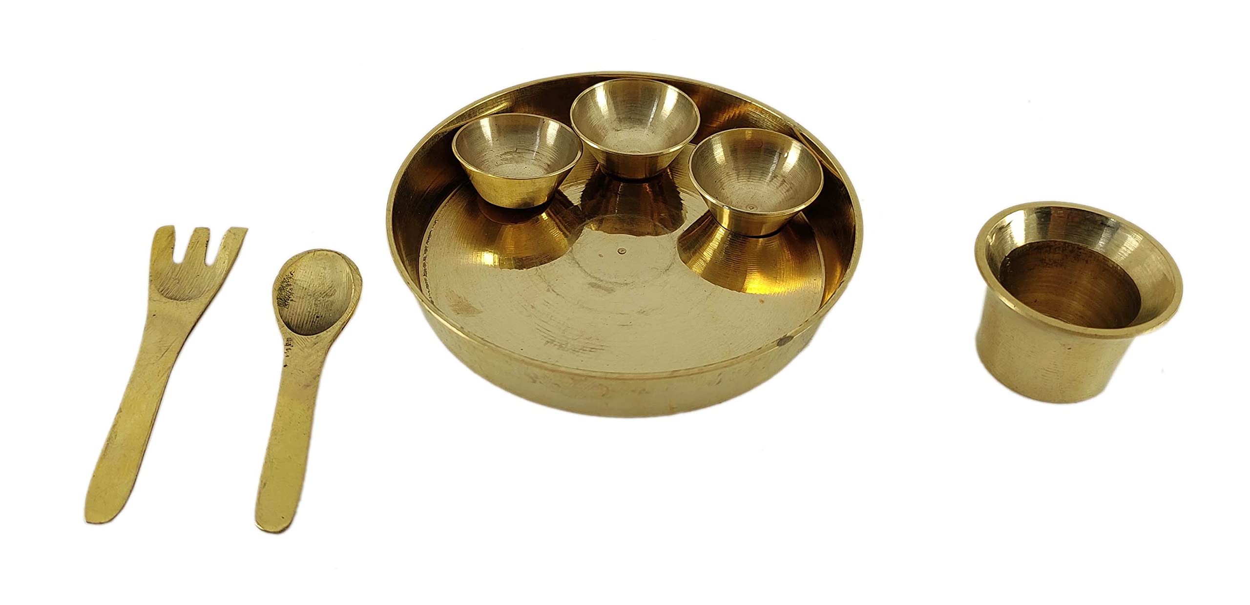 Miniature Brass Dinner Set - Toy for Kids – Toy bhojan thali – Metal Toy – Kitchen Play Set – Brass Worship thali with Bowls Glass & Spoons Total 7 Items (B0BFHKPK4R) Amazon Price History, Amazon Price Tracker