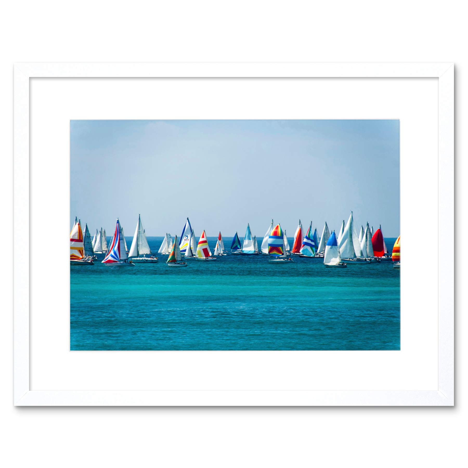 Wee Blue Coo Sailing Boats Sea Colourful Art Framed Wall Art Print