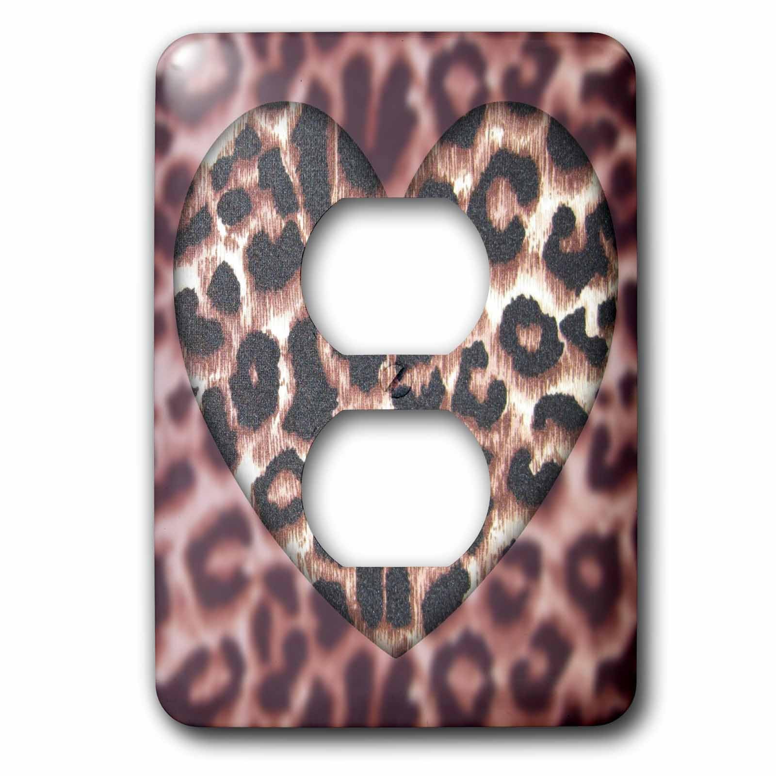 Imprimé Léopard Marron cache-prise double déco Coeur Animaux Tendance Mode