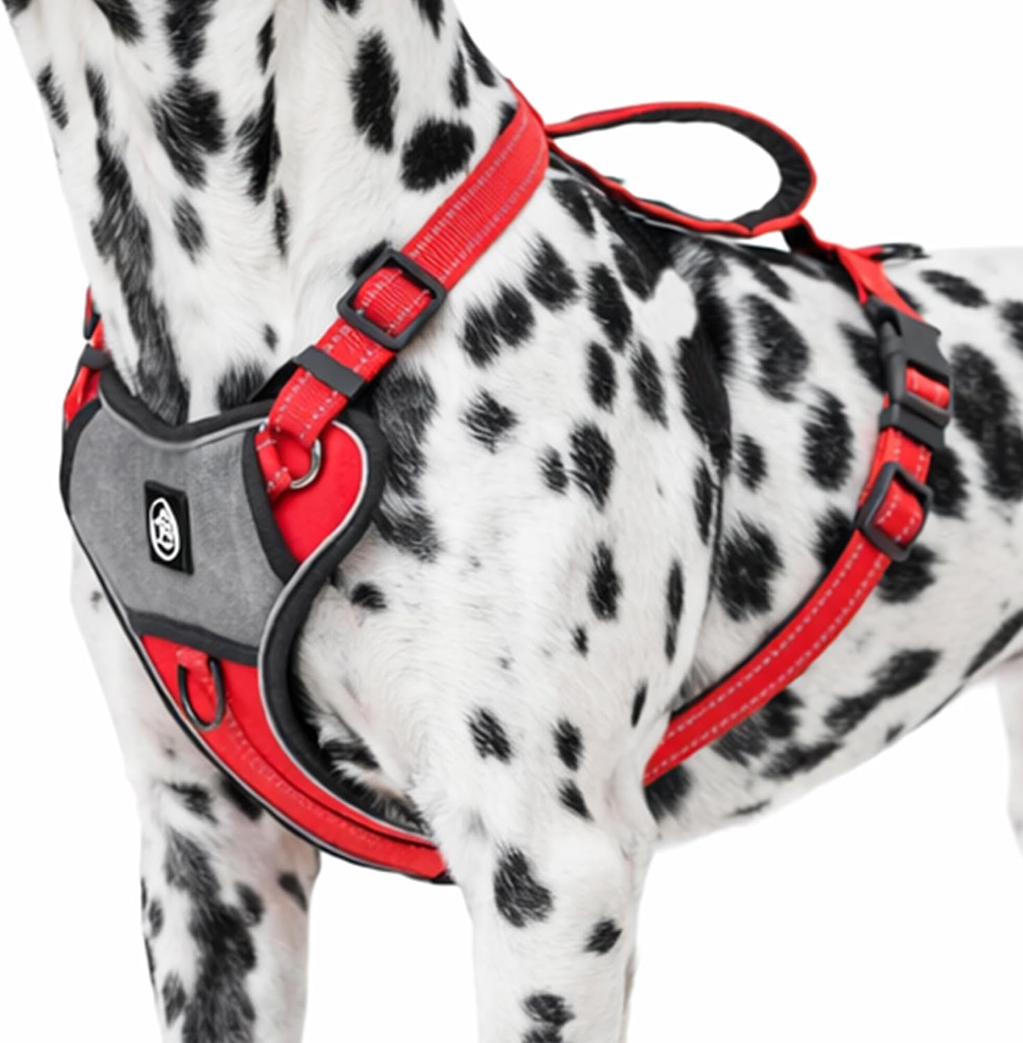 Dog Harness with Handle, No Pull Reflective Vest Harness for Medium Large Dogs, Adjustable Padded Chest Harness with Metal D-Ring (Red, L(Suitable 44-80LB))