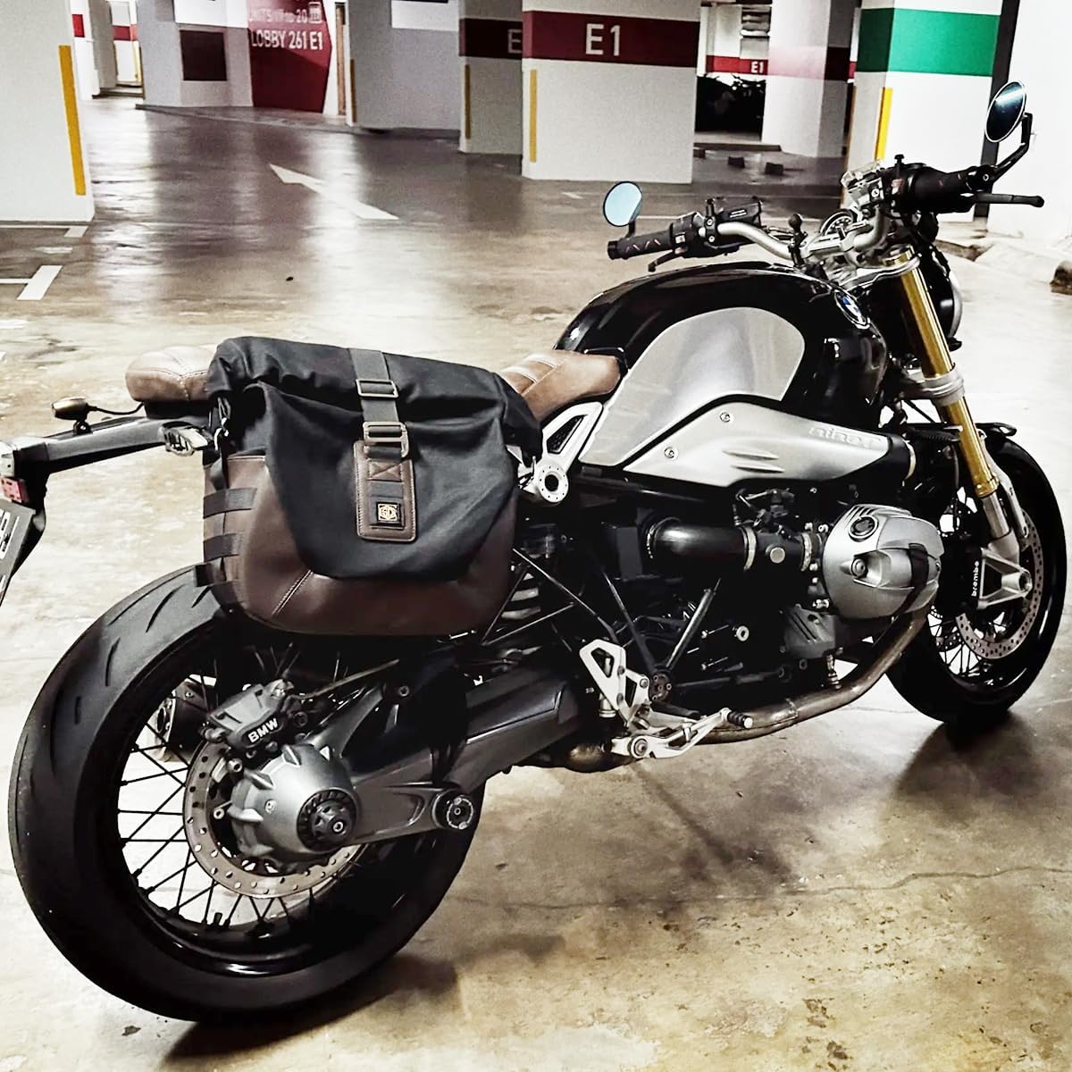 Lorababaer Motorcycle Quick-Release Side Saddlebag Touring Luggage Bag Compatible with B.M.W R Nine T RNine T R9T Scramble Racer Pure Urban GS Tail Storage Bag (Bag)