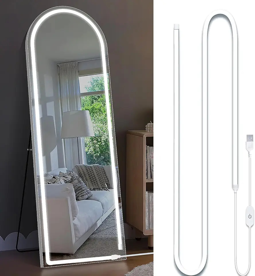 ZSLAIFU Luzes de LED para espelho, iluminação de maquiagem estilo Hollywood, fitas brancas de 30 metros para espelho, faixa de luz de maquiagem regulável para banheiro, penteadeira e iluminação DIY