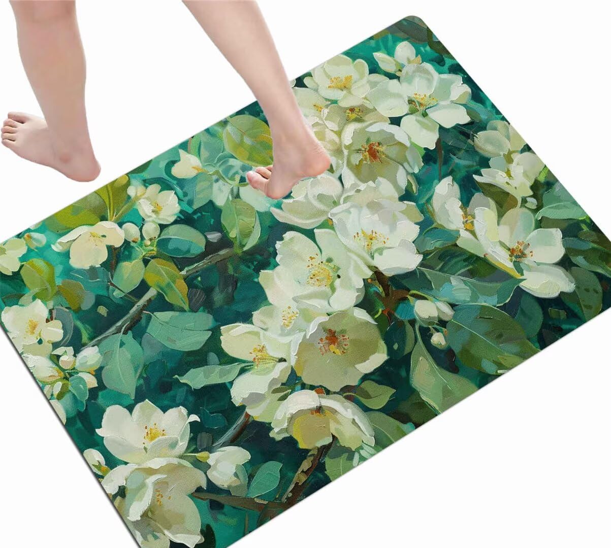 Tapis salle de bain doux séchage rapide blanc 50x80cm auto-séchant