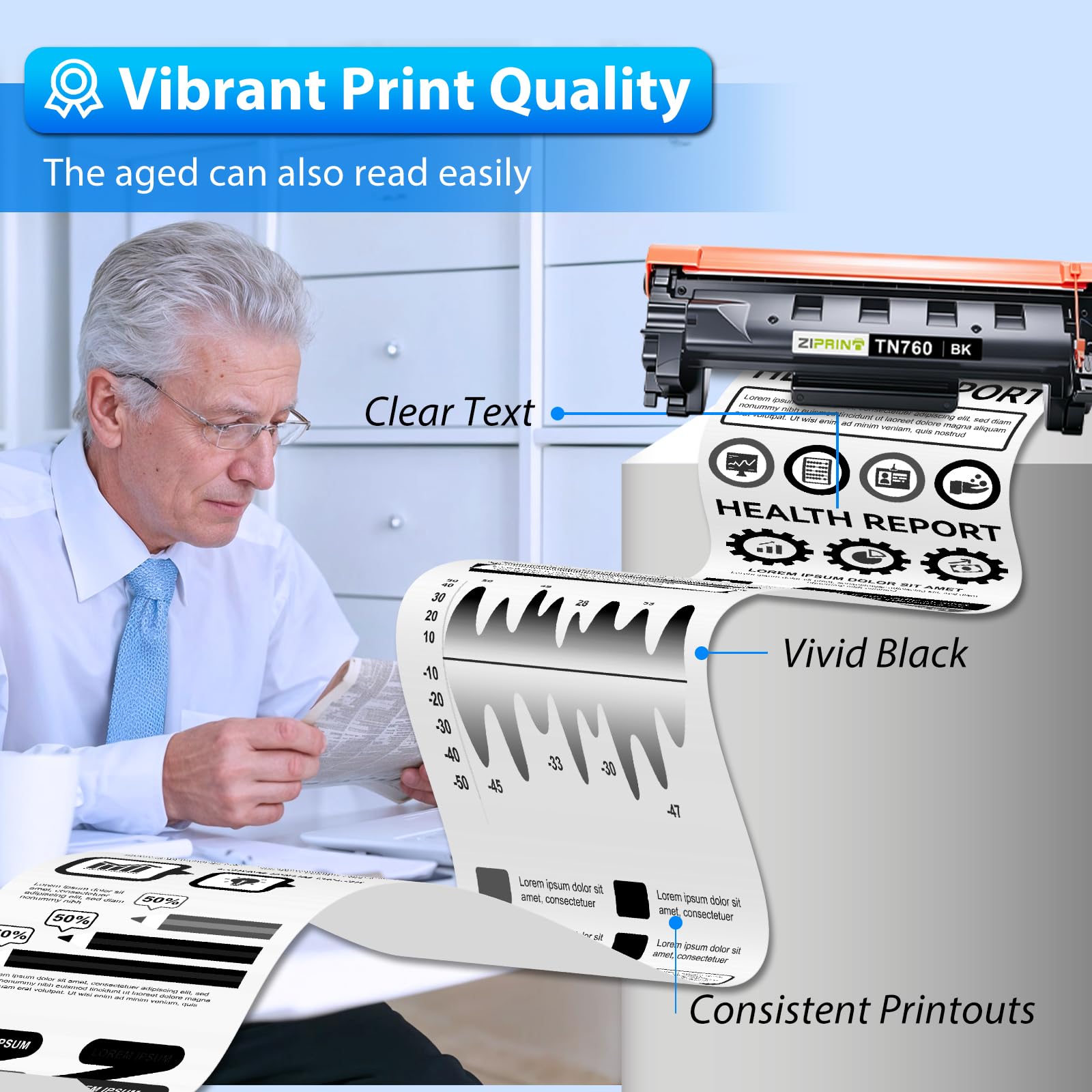 ZIPRINT Cartuccia toner TN760 e DR730 di ricambio compatibile per Brother TN 760 TN-760 TN730 DR730 per MFC-L2710DW MFC-L2750DW HL-L2370DW DCP-L2550DW (2 toner, 1 unità DR730, confezione da 3)