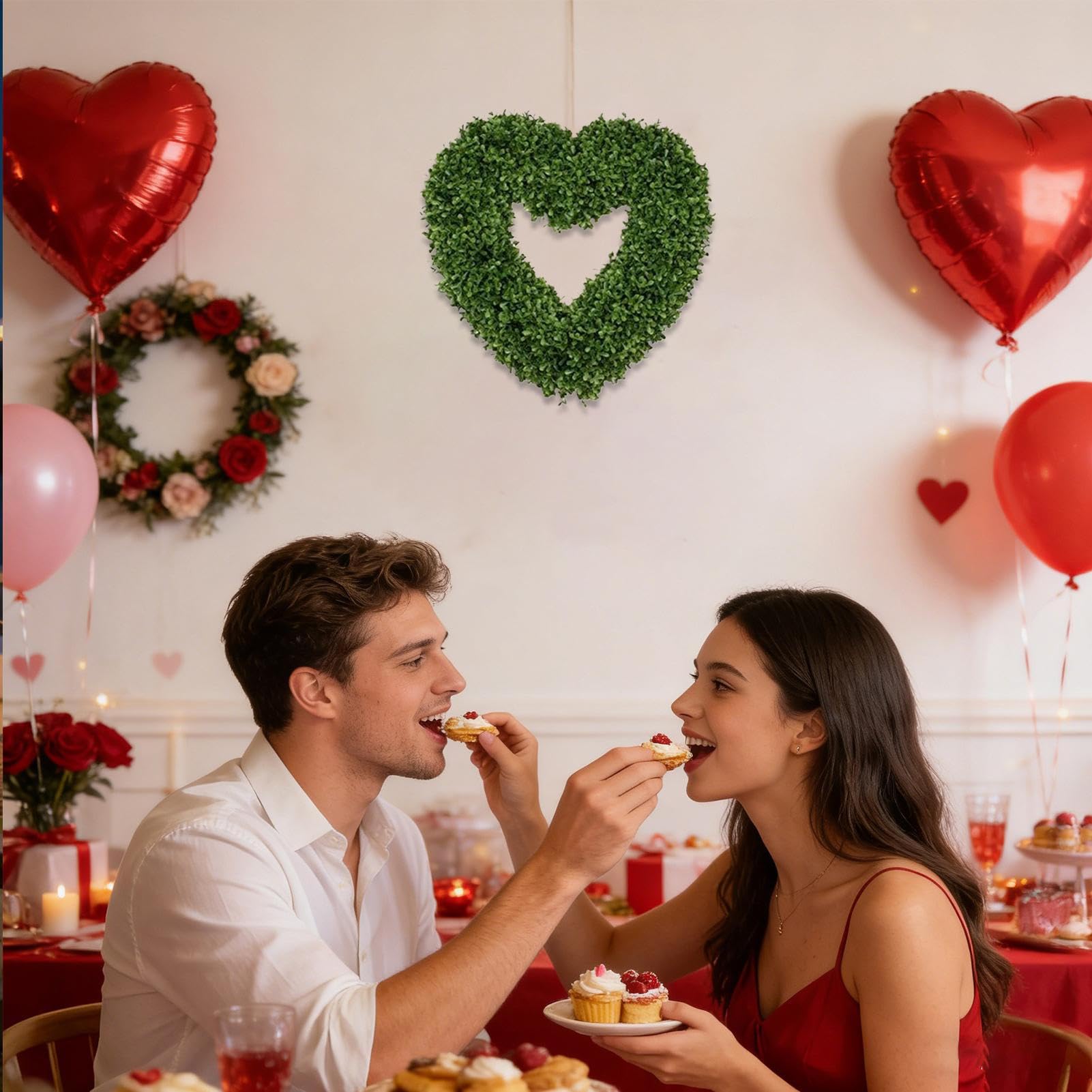 Topiaria Artificial Decoración San Valentín Corazón Artificial Hogar
