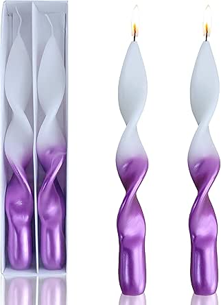 Gedengni Spiralformade, avsmalnande ljus, brinner länge, oparfymerade middagsljus, set med 2, 22 cm