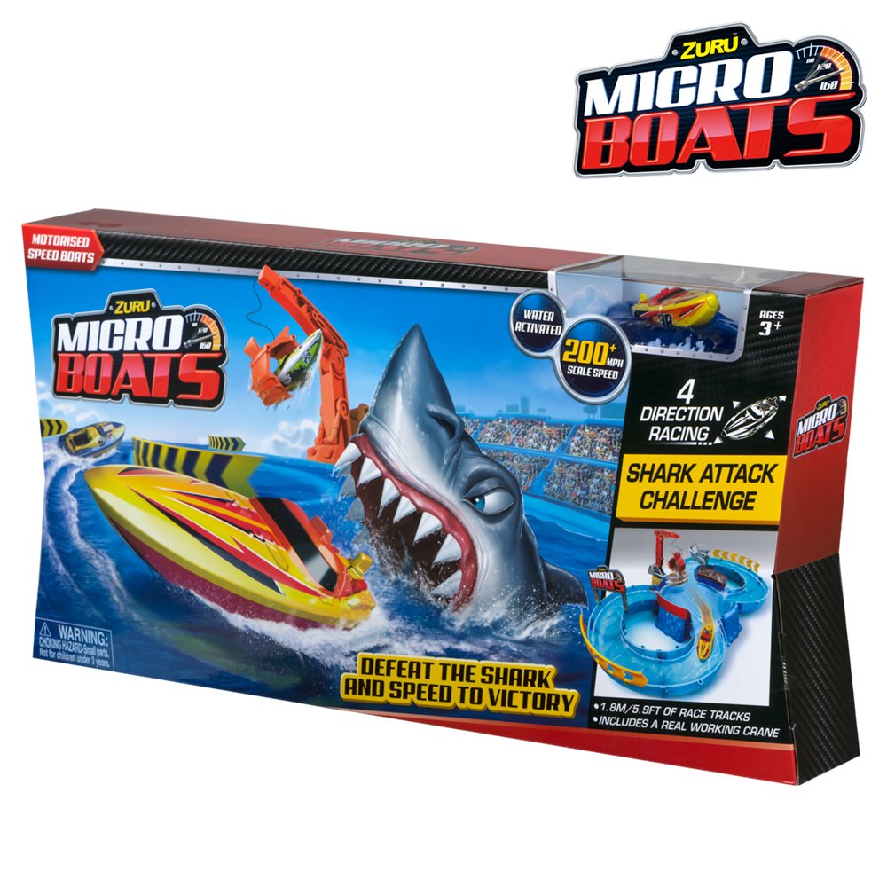 Circuito De Carreras Zuru Micro Boats Con Tiburón Y Grúa 360° – Incluye Lancha Nº 39 Para Agua, Para Niños +3 Años