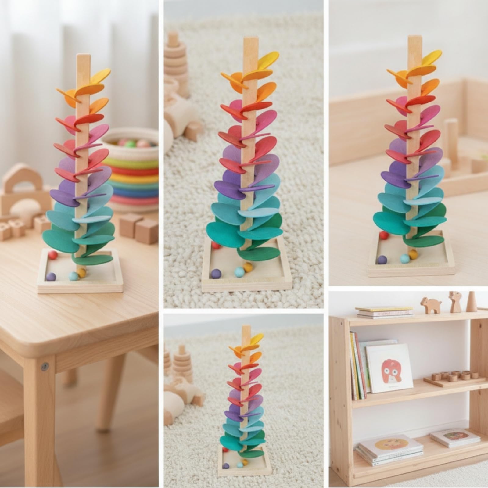 Children Murmelbahn Kugelbahn Holzspielzeug Motorikspiel Lernhilfe Visuelle Wahrnehmung Feinmotorische Übung für Kinderzimmer Spielzimmer Vorschule