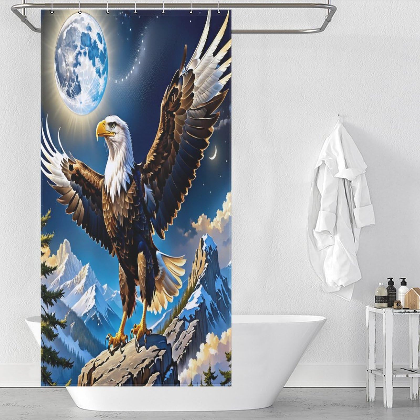 Rideau de douche tissu Aigle haut de gamme imperméable 92x183 cm