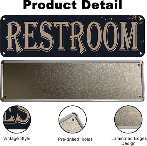 Miniatura 3 de Letrero de metal vintage para puerta de baño, para oficinas, negocios, restaurantes, 4 x 16 pulgadas