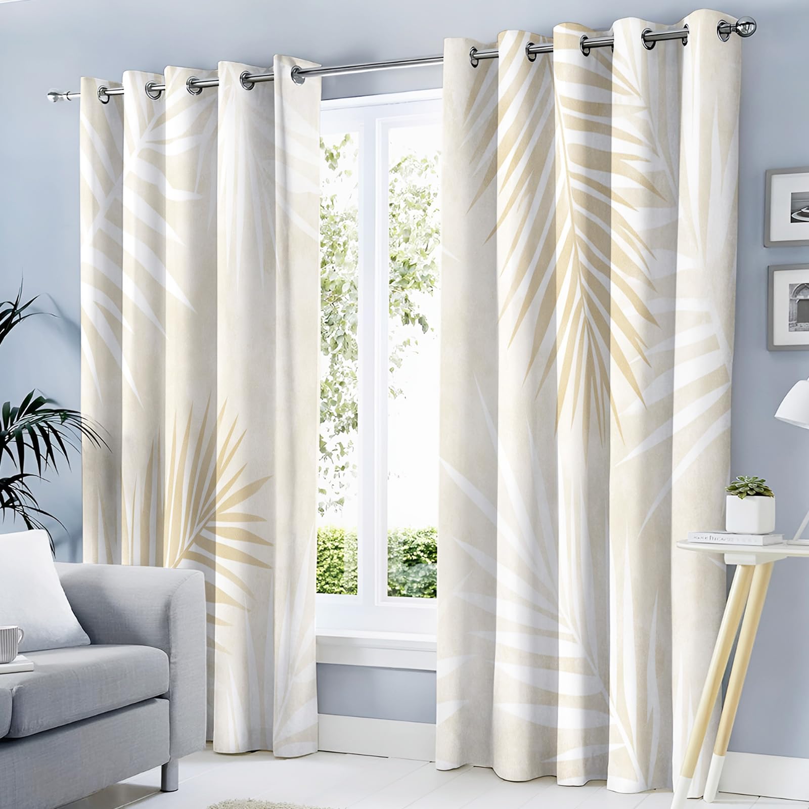 Rideau feuilles de palmier blanches au design élégant et finitions haut de gamme