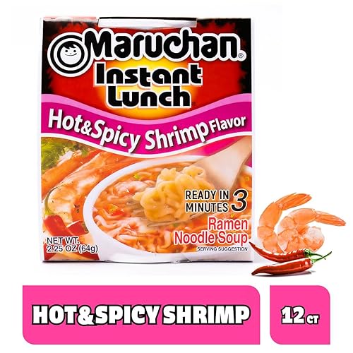 Miniatura 3 de Maruchan Fideos instantáneos para almuerzo Ramen, sabor a camarón picante – Sopa instantánea de fideos estilo japonés, comida rápida y fácil – Vaso