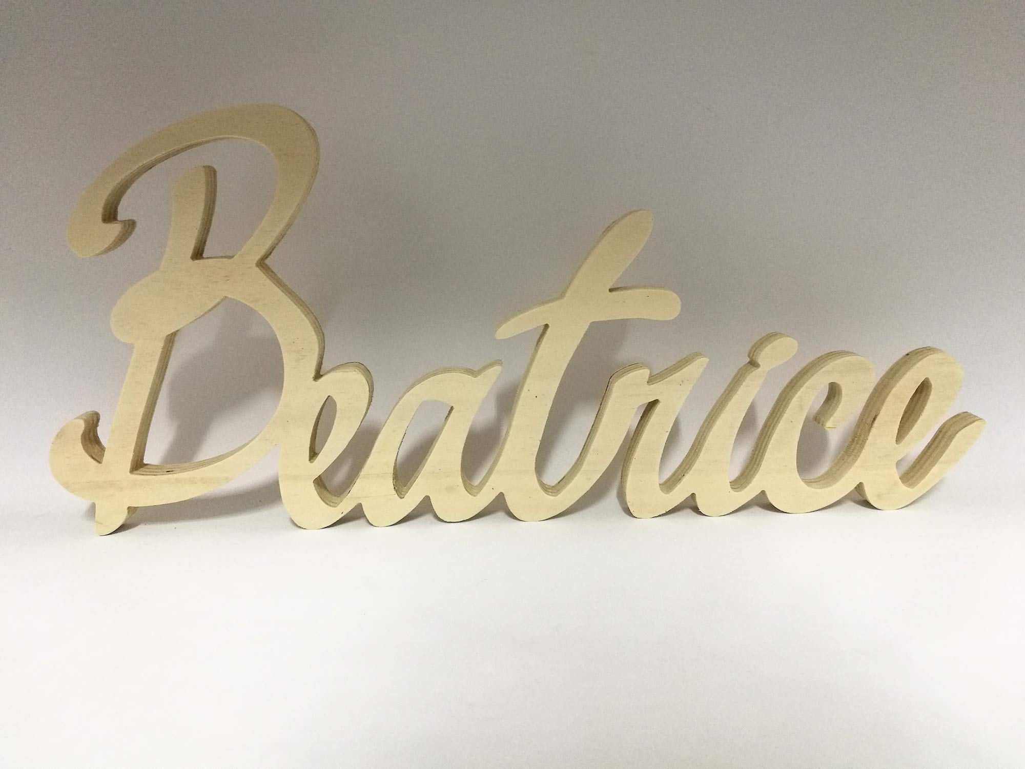 Nome Lettere Scritta in legno di pioppo spessore 20mm altezza 25cm larghezza 55cm finitura grezza o shabby RAGALO GADGET COMPLEANNO NASCITA BATTESIMO COMUNIONE CRESIMA NEONATO MATRIMONIO