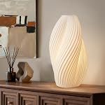 RONDURE 9.5" Modern Ceramic Table Lamp, Fully Dimmable Bedside Lamp for Bedroom Living Room Nightstand, White Translucent Ceramic Shade, Warm Ambient Decorative Corded Lighting, Bulb Included | Handcrafted Unique Warm Ambient Lighting Lamp, Accent Wh