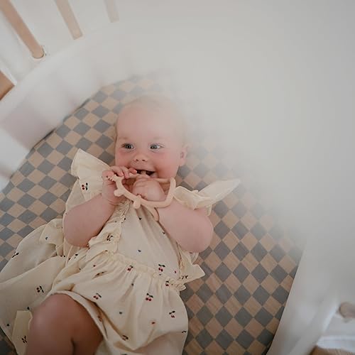 Miniatura 66 de mushie Sábana bajera ajustable de muselina extra suave para cuna, 192 hilos, 28 x 52 pulgadas (azul bebé) Azul bebé,Abejas,Daisy