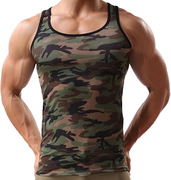 Elonglin Mens Camouflage Military Vest Tank Tops Sports Sleeveless Shirt Slim Fit