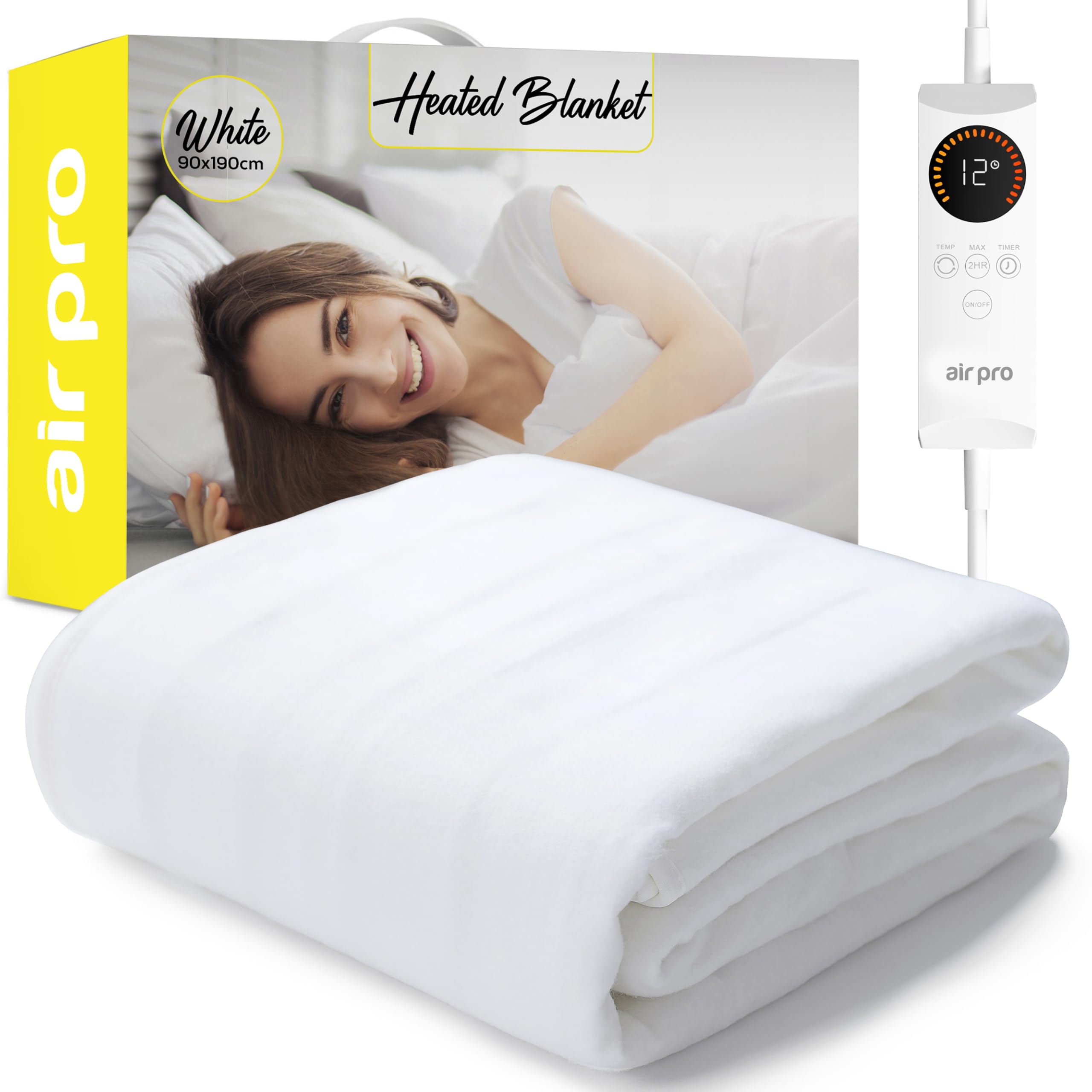 Air Pro Fleece Electric Blanket - Heated Mattress Cover - Single - White