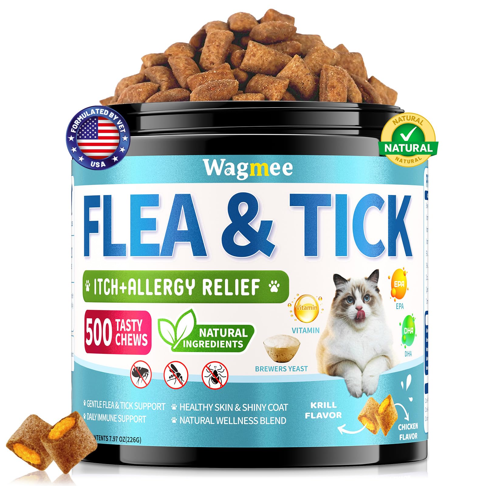 Wagmee Natural Cat Flea Treatment Chewables