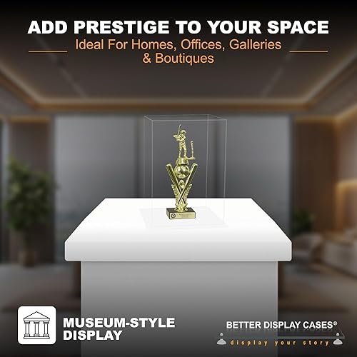 Vista 441 de Better Display Cases Versátil vitrina de acrílico transparente - Caja rectangular grande con base blanca 18" x 12" x 3" (BK09)