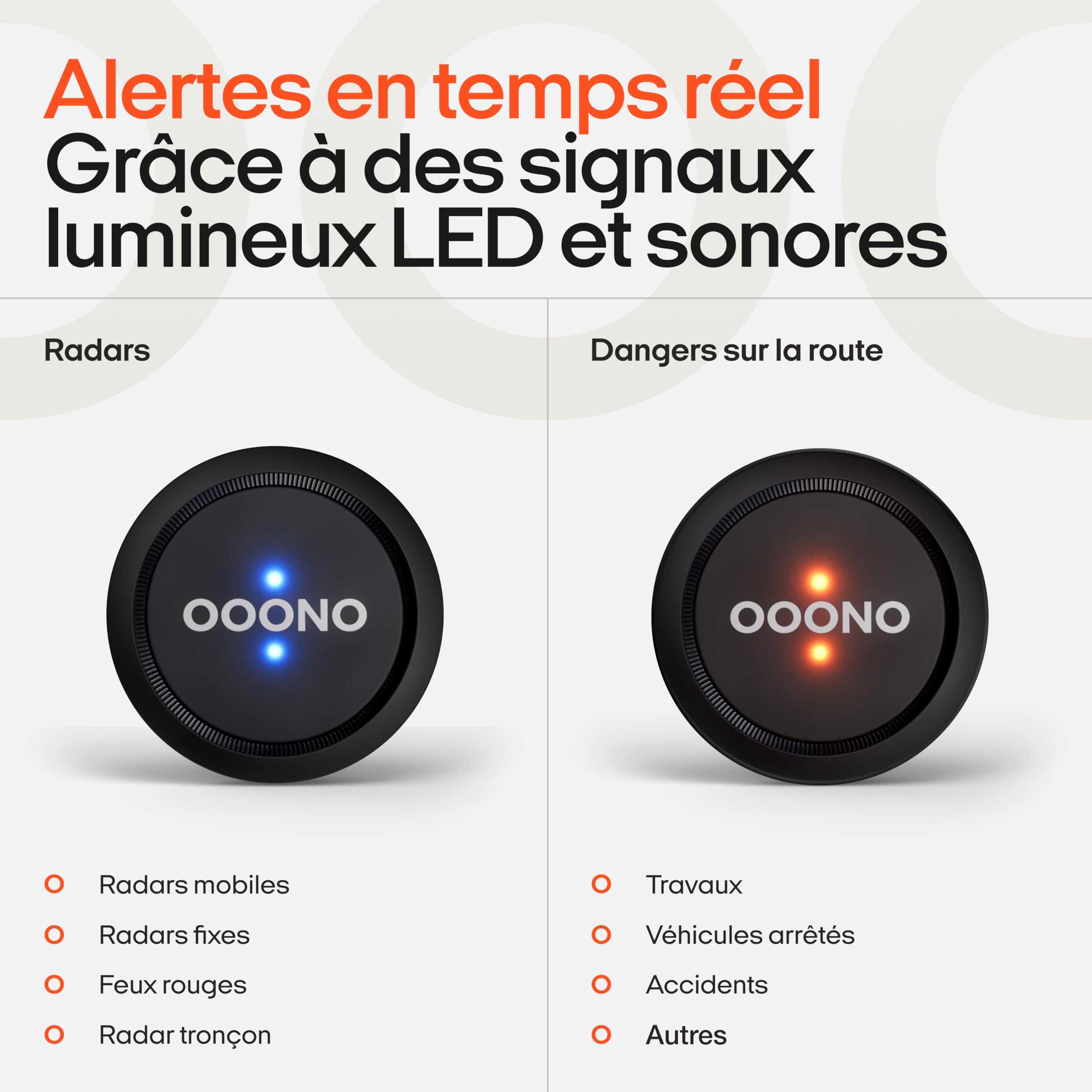 OOONO Co-Driver NO1 : avertisseur de radars et Dangers Routiers en Temps réel Via Application Gratuite | Signal Acoustique et indicateur LED | Noir | Activation Automatique | Lot de 1