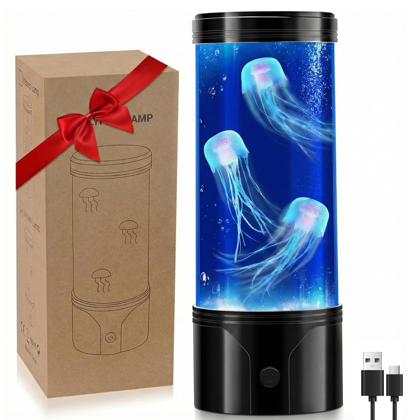 7 Color Jellyfish Lamp, Quiet Jelly Fish Night Light with USB and