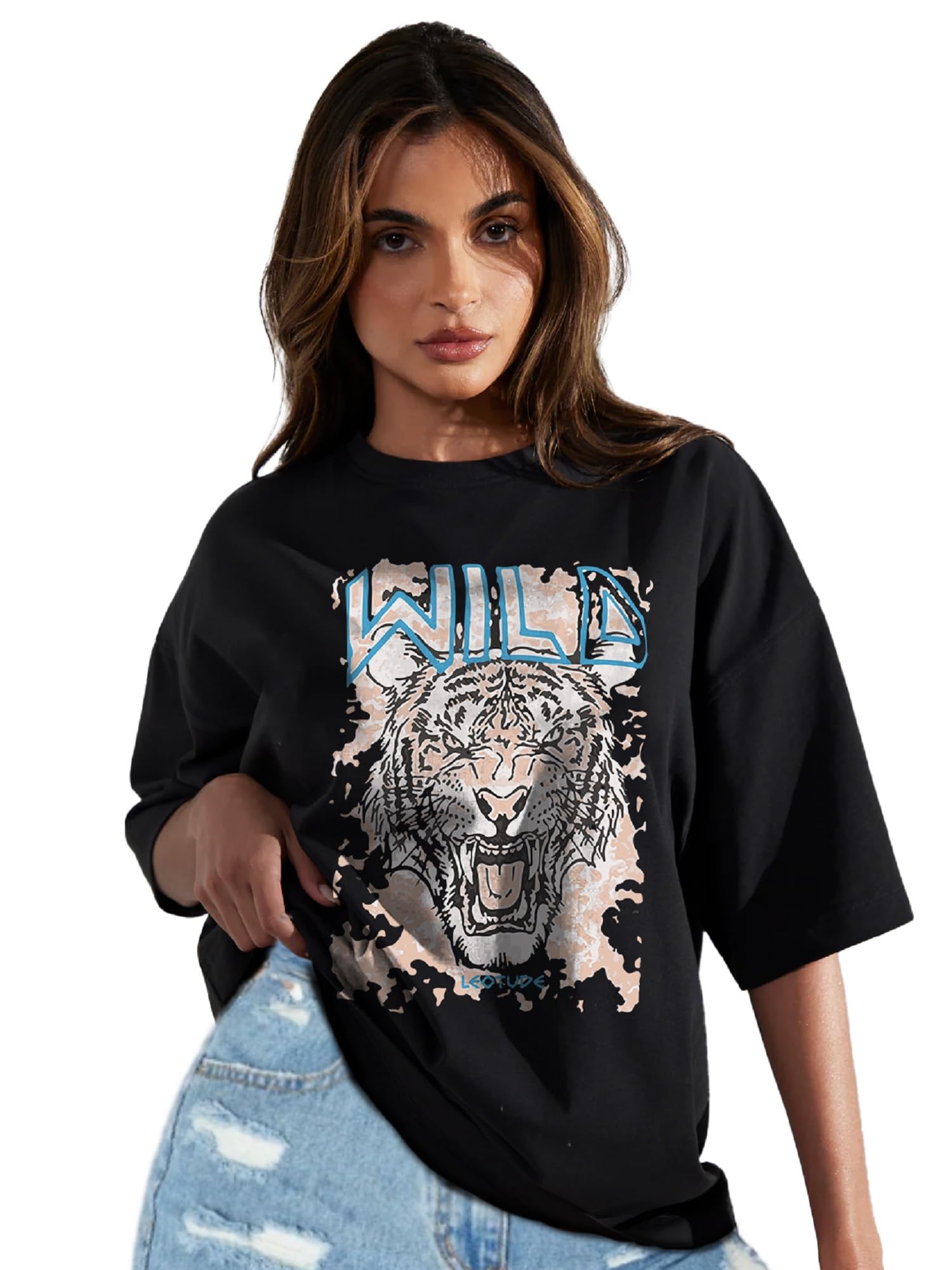 leotude Women's Cotton Oversized Fit T-Shirt-picture-45