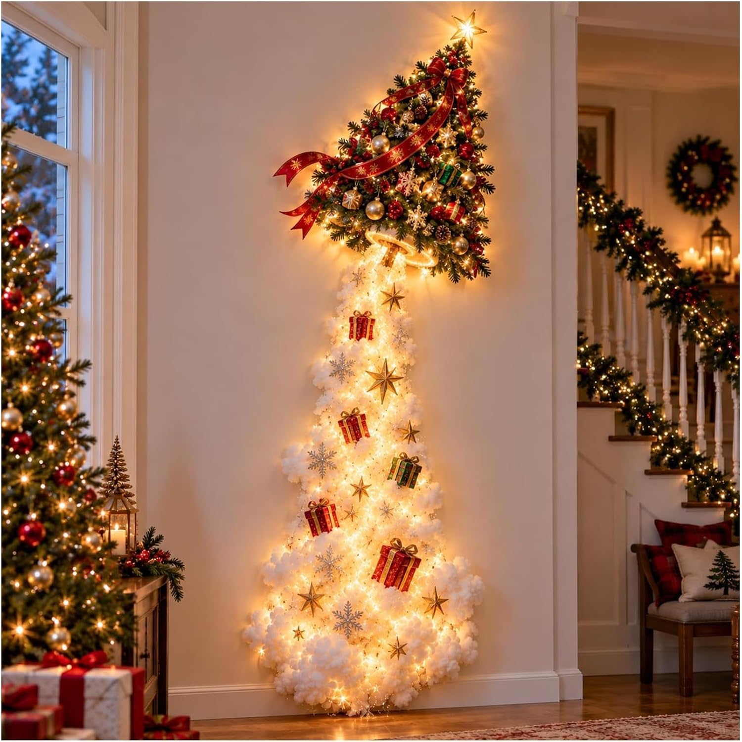 Christmas Magic Trail Wall Light, LED Cascading Christmas Wall Decor (J)